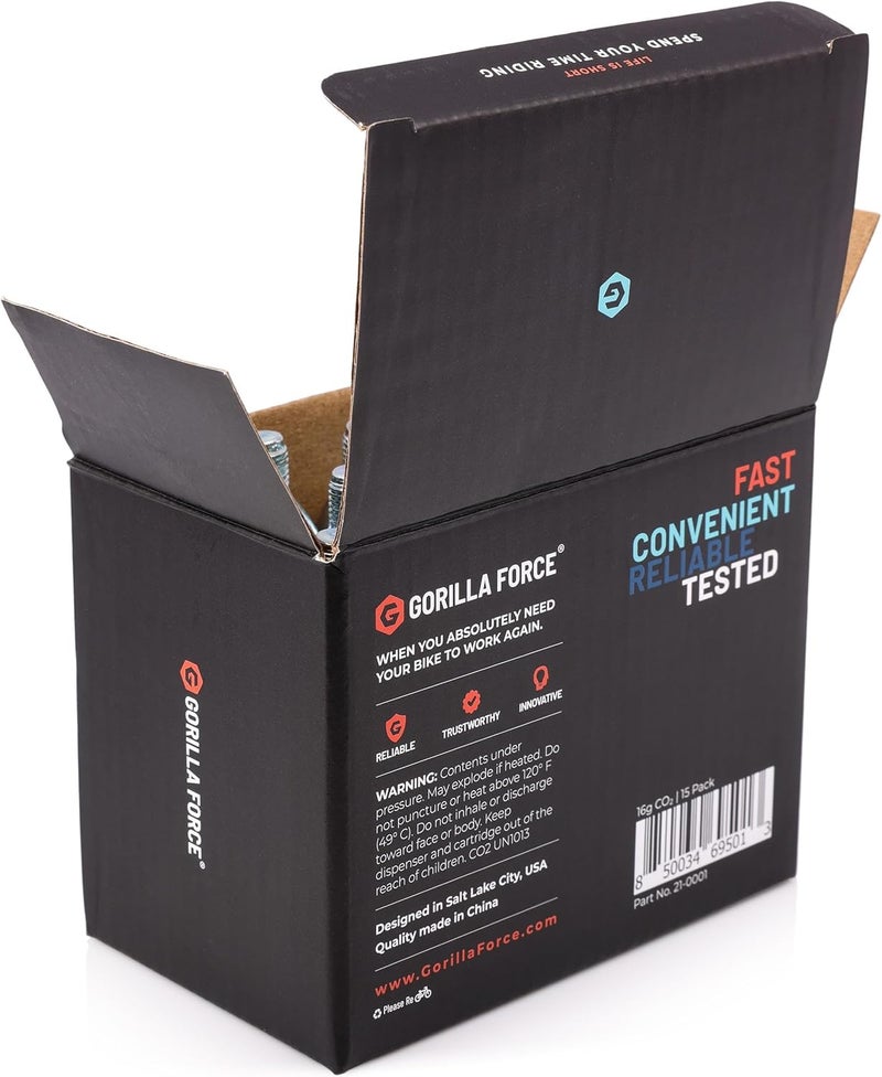 Gorilla Force Threaded CO2 Cartridges, 16g for Bike Tire Inflators - Image 4